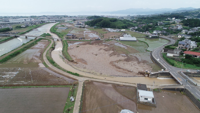 大村市で起こった河川氾濫の様子